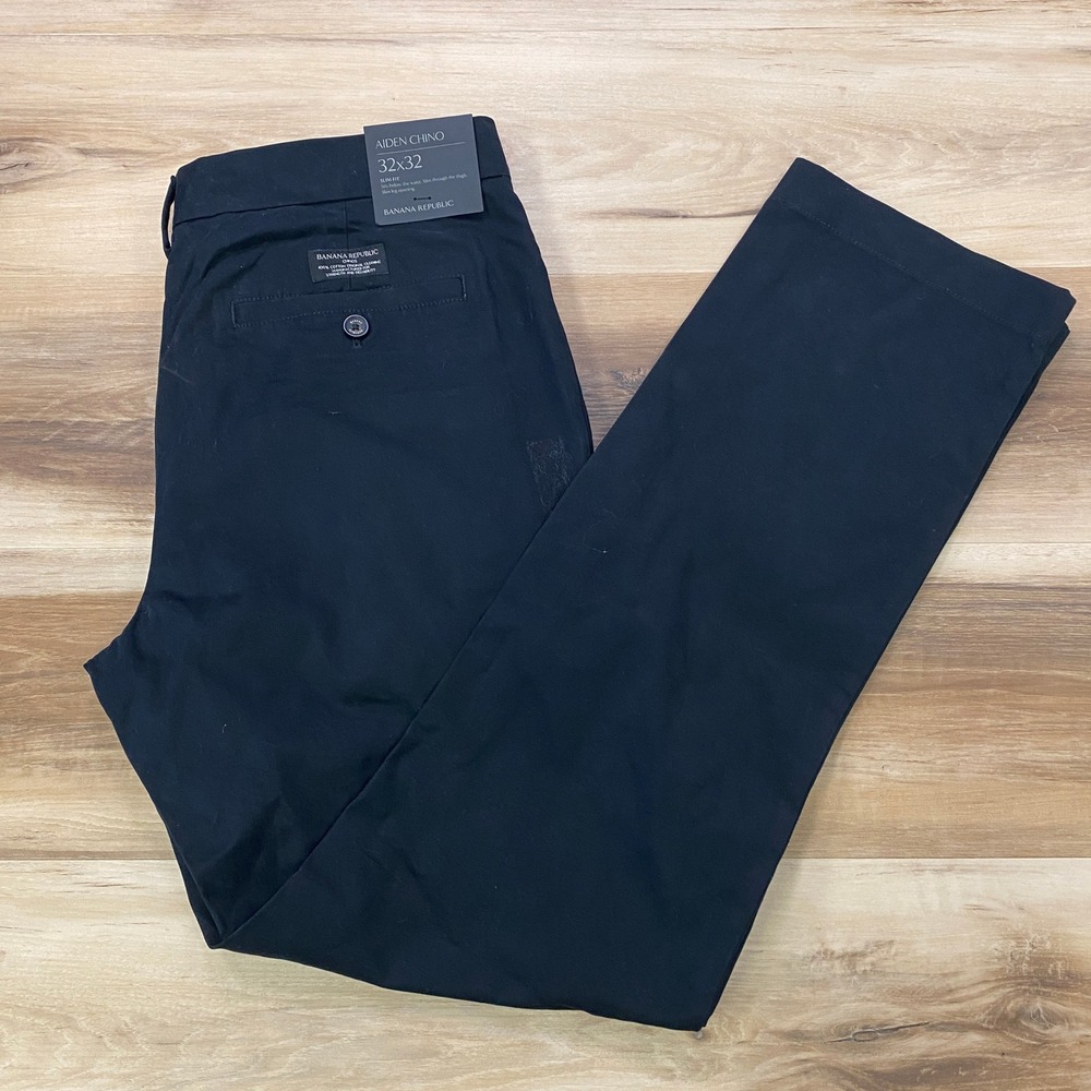 Banana Republic Aiden Chino 32x32 Slim Fit Cotton Pants Black